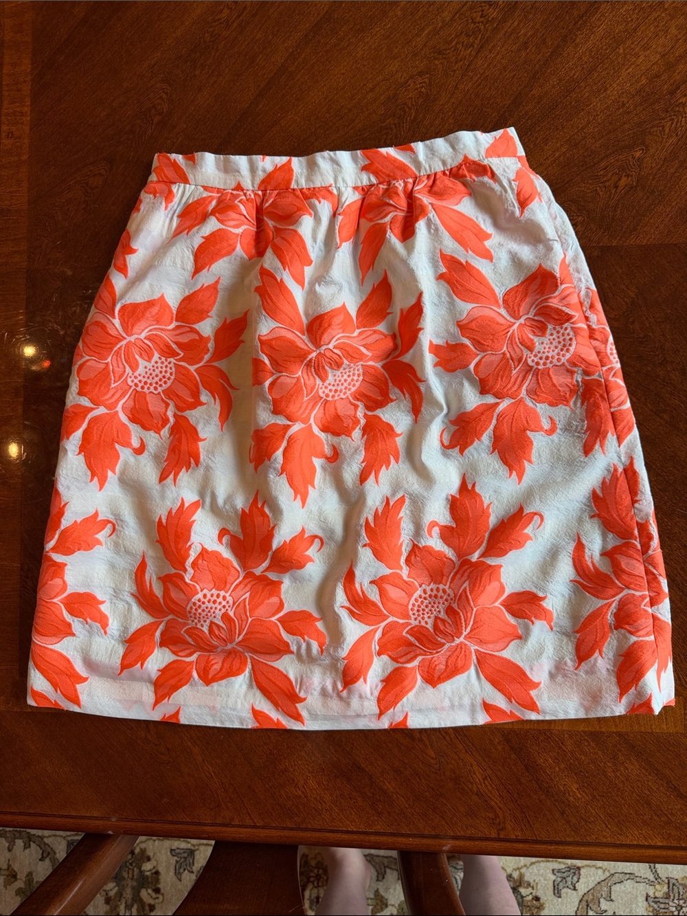 J. Crew White Mini Skirt with Bright Coral Floral Print